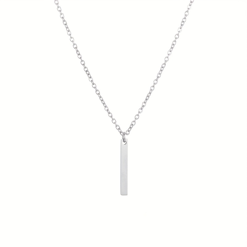 Women's Minimalist Elegant Stainless Steel Geometric Rectangle Pendant Necklace